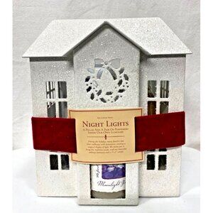White Barn Co Bath & Body Works 2pc Glitter House Luminary Candle Gift Set RARE
